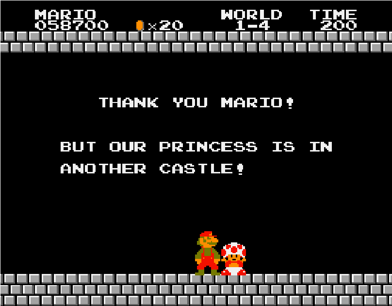 Super Mario Princess is in another castle Joke